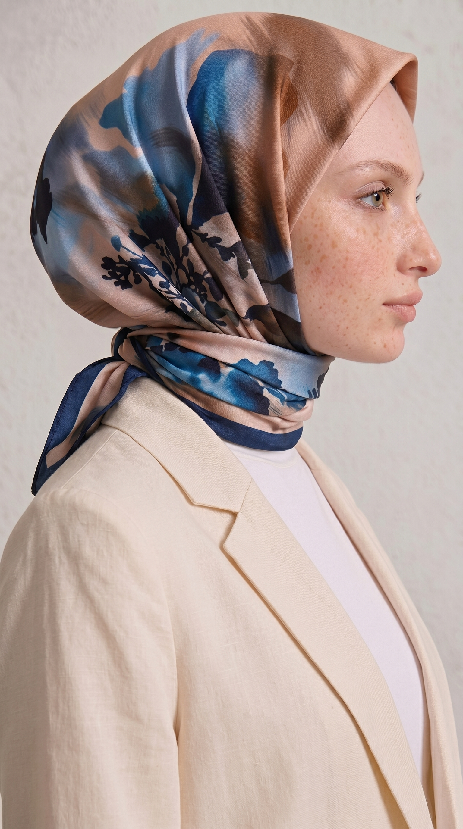 Karaca EşarpRAYON EŞARPLAVİN DESENLİ RAYON EŞARP -  LACİVERT / KREM