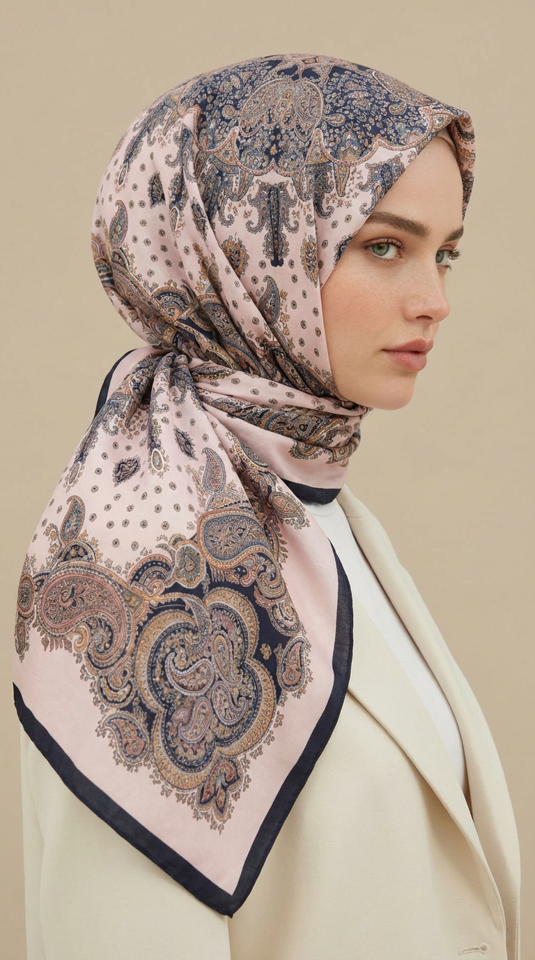 Karaca Eşarp ŞAL EŞARP LAVİNİA DESENLİ 120*120 CM COTTON EŞARP   - KREM 