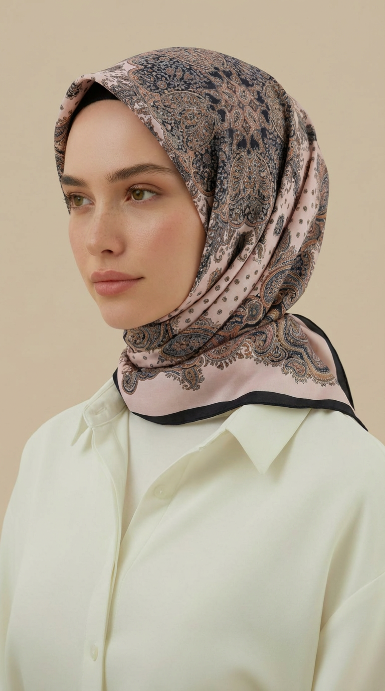 Karaca Eşarp ŞAL EŞARP LAVİNİA DESENLİ 120*120 CM COTTON EŞARP   - KREM 