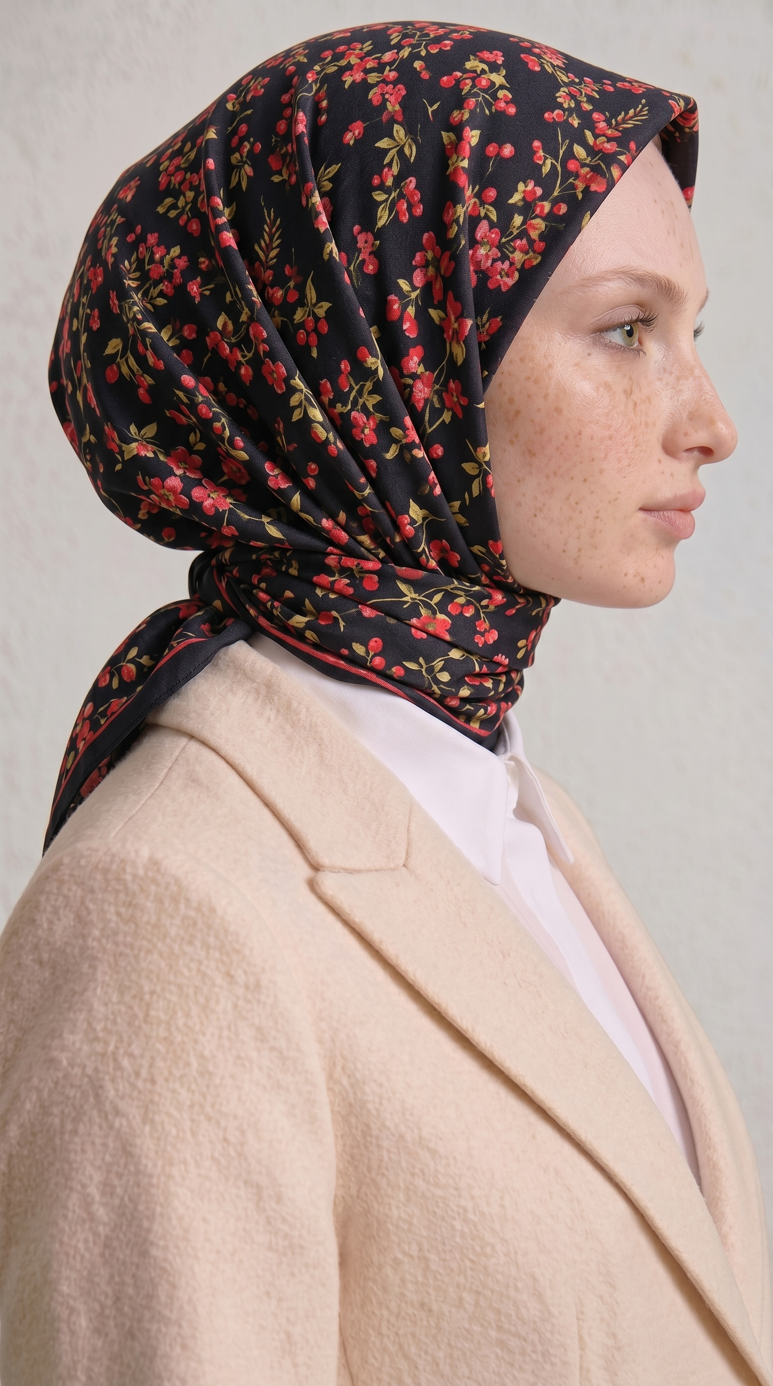 Karaca EşarpRAYON EŞARPLİLYA ÇİÇEK DESENLİ İPEK ŞİFON EŞARP - SİYAH / PEMBE