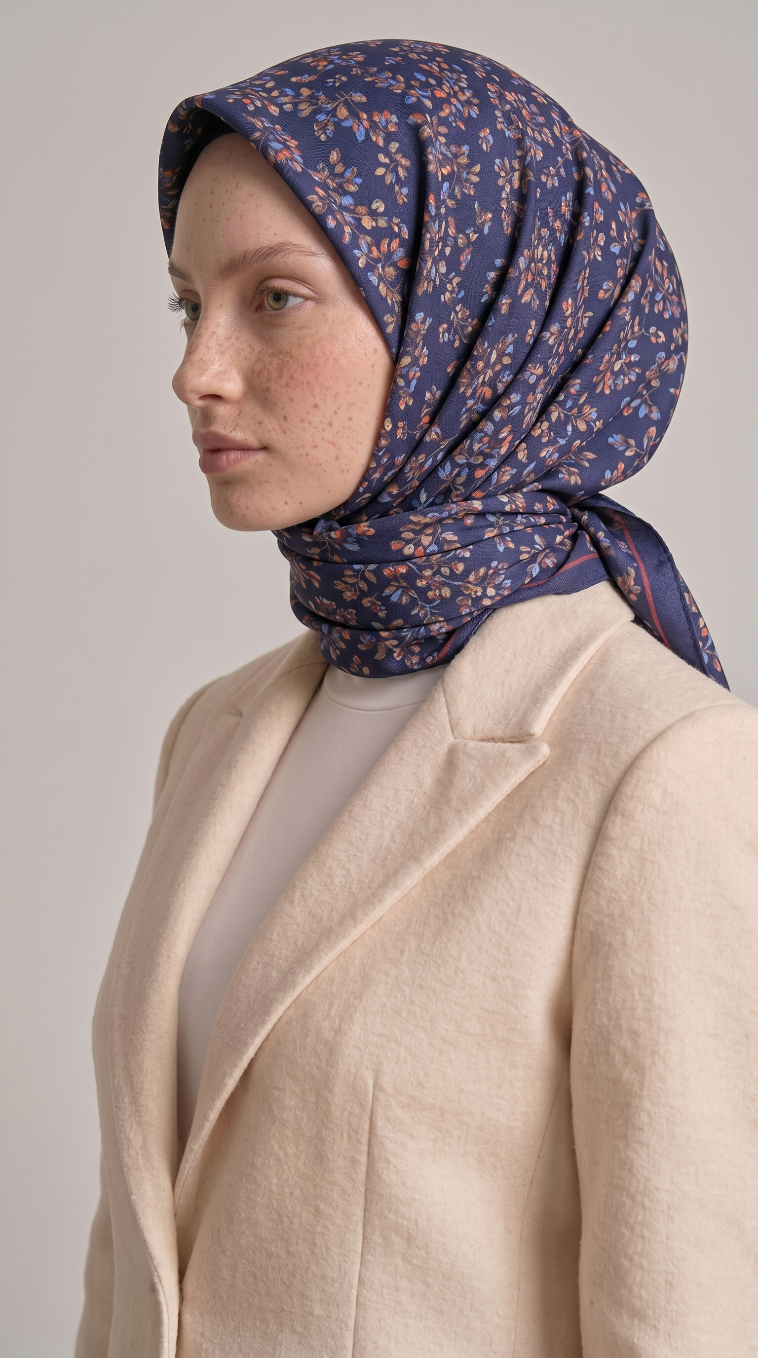 Karaca EşarpRAYON EŞARPLİLYA DESENLİ ÇİÇEK DESENLİ İPEK ŞİFON EŞARP - LACİVERT