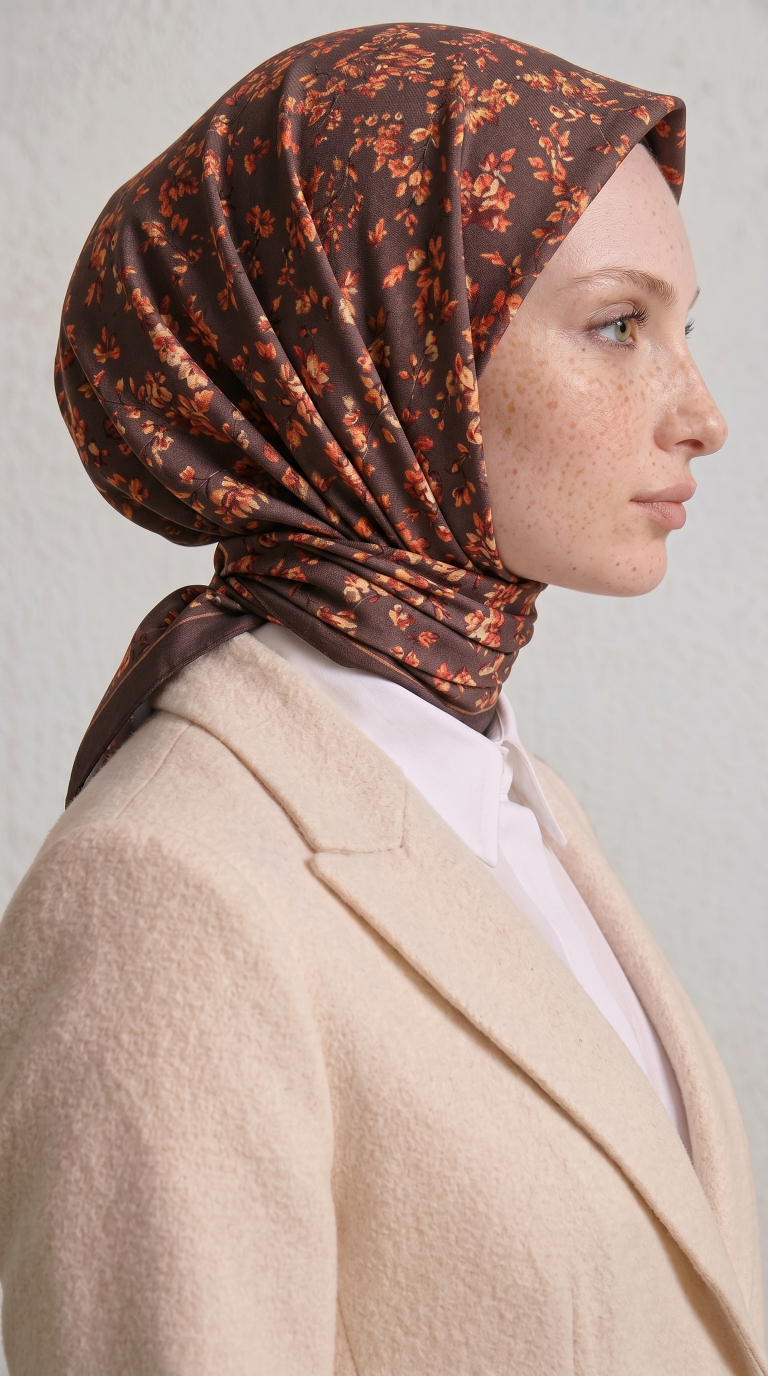 Karaca EşarpRAYON EŞARPLİLYA DESENLİ ÇİÇEK DESENLİ İPEK ŞİFON EŞARP - KAHVERENGİ / HARDAL 