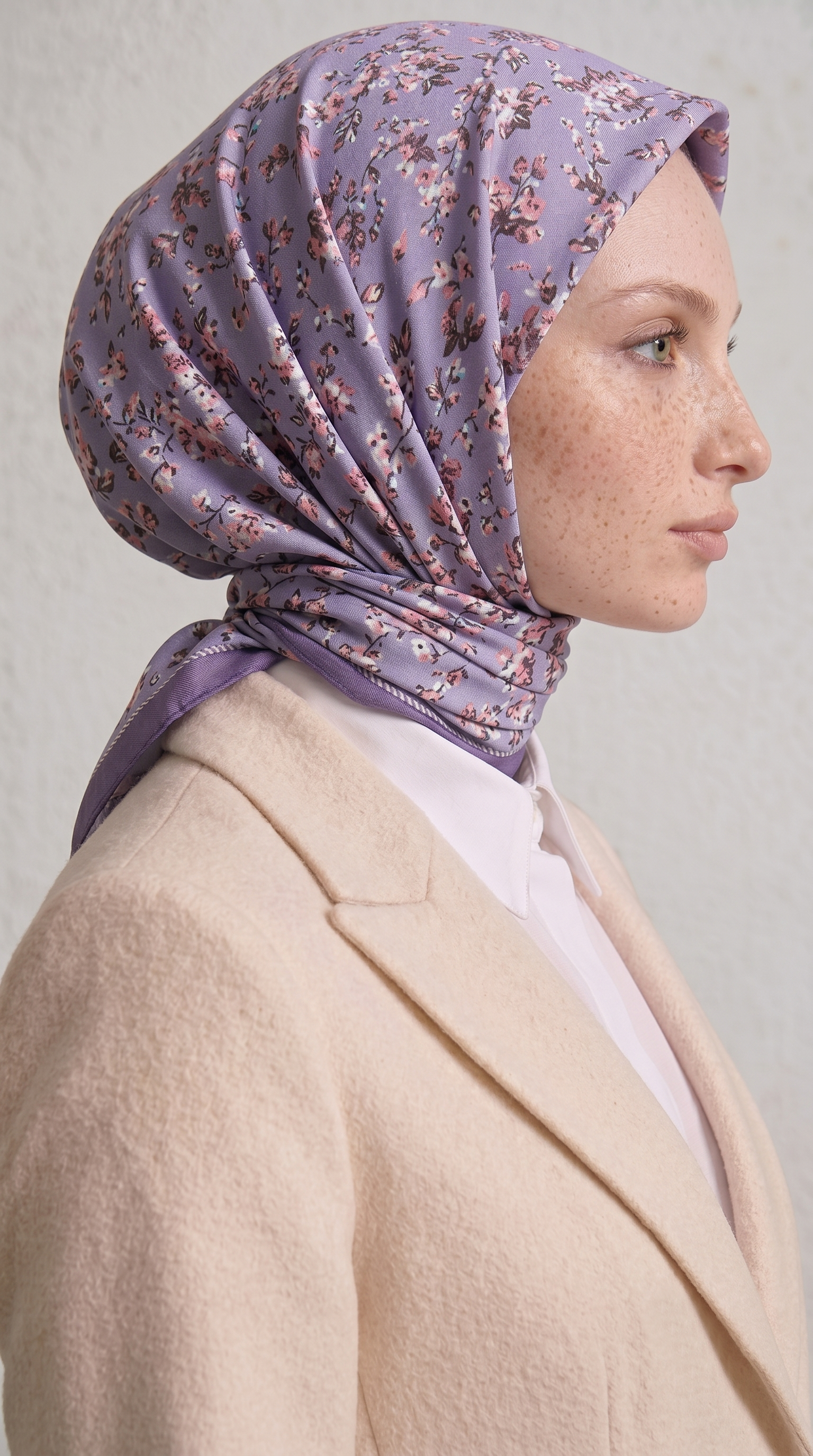 Karaca EşarpRAYON EŞARPLİLYA DESENLİ ÇİÇEK DESENLİ İPEK ŞİFON EŞARP - LİLA / GÜL KURUSU