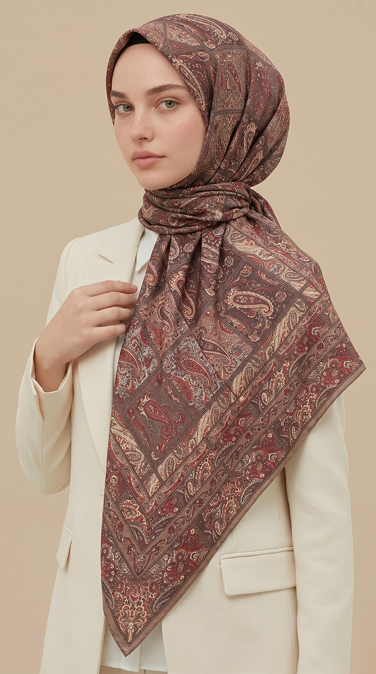 Karaca Eşarp ŞAL EŞARP MAVERA 120* 120 CM COTTON EŞARP - CAMEL / KIRMIZI