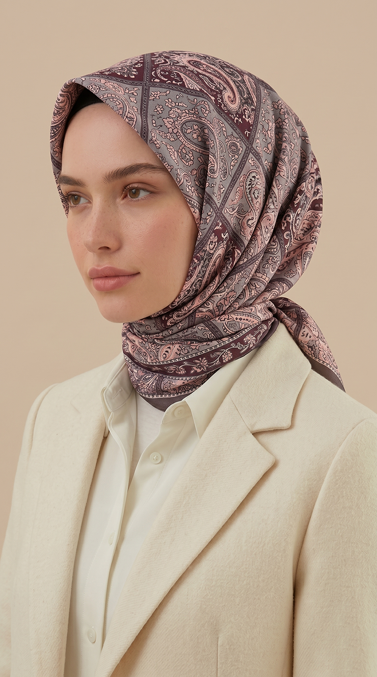 Karaca Eşarp ŞAL EŞARP MAVERA 120* 120 CM COTTON EŞARP - LACİVERT / PEMBE
