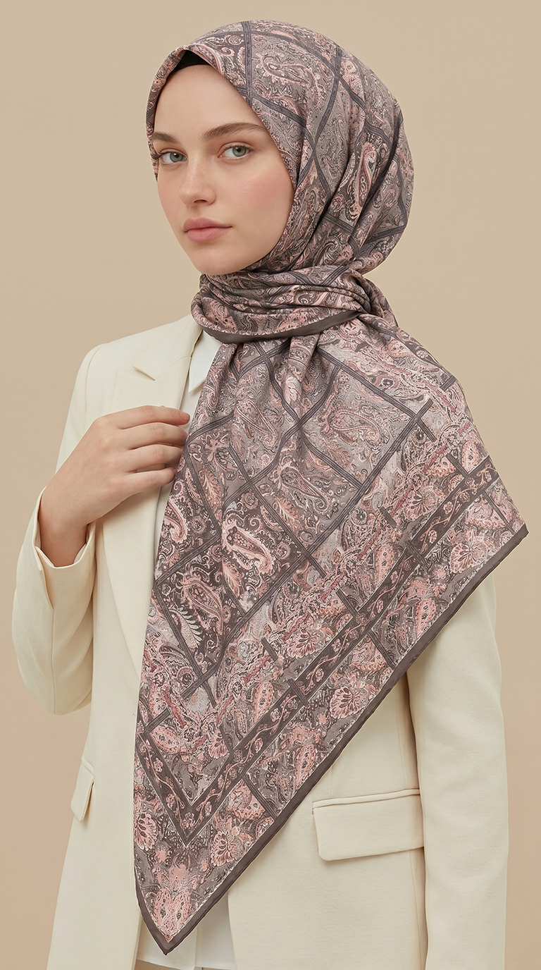 Karaca Eşarp ŞAL EŞARP MAVERA 120* 120 CM COTTON EŞARP - LACİVERT / PEMBE