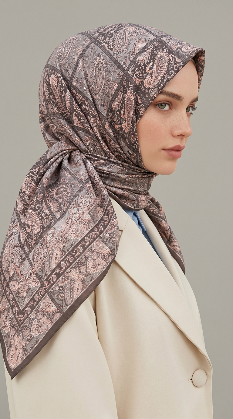 Karaca Eşarp ŞAL EŞARP MAVERA 120* 120 CM COTTON EŞARP - LACİVERT / PEMBE