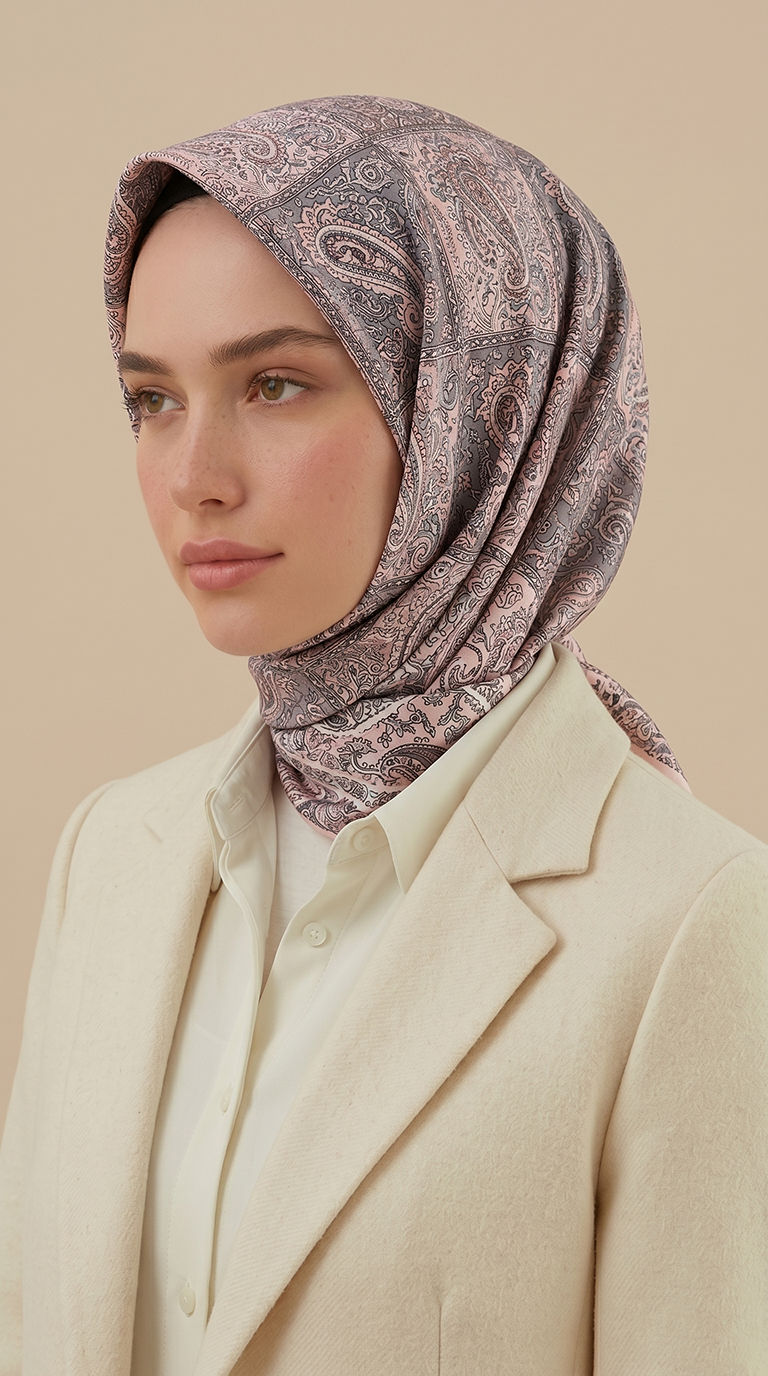 Karaca Eşarp ŞAL EŞARP MAVERA 120* 120 CM COTTON EŞARP -MAVİ / TOZ PEMBE 