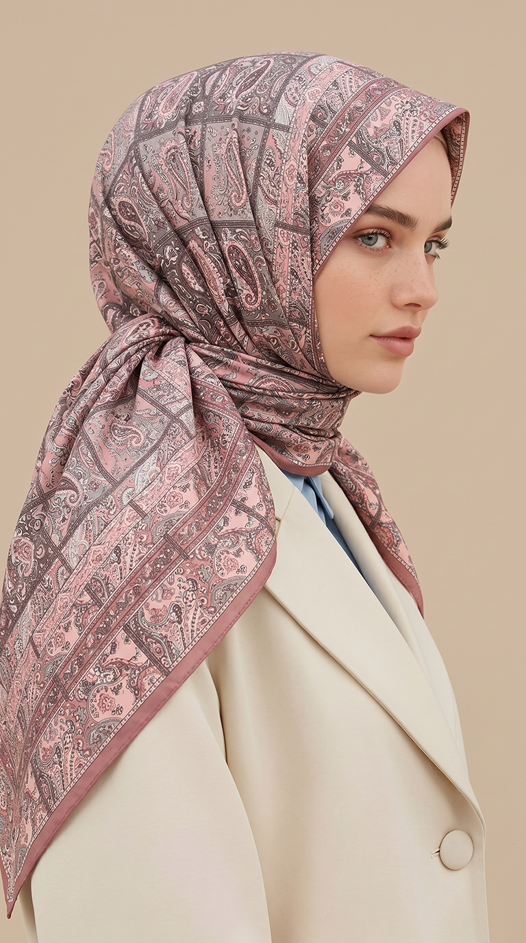 Karaca Eşarp ŞAL EŞARP MAVERA 120* 120 CM COTTON EŞARP - PEMBE / AÇIIK PEMBE 