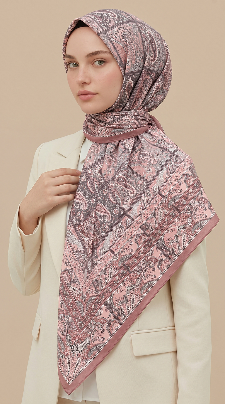 Karaca Eşarp ŞAL EŞARP MAVERA 120* 120 CM COTTON EŞARP - PEMBE / AÇIIK PEMBE 