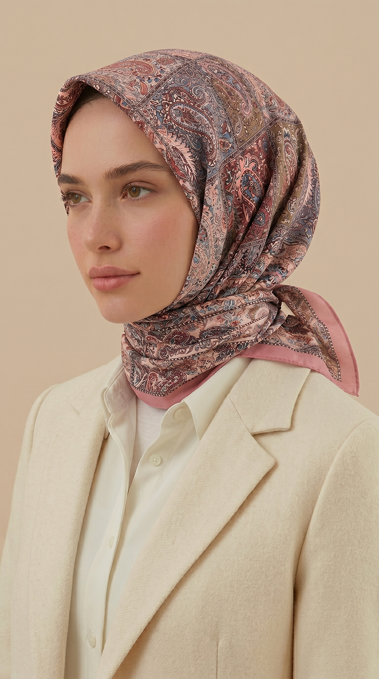Karaca Eşarp ŞAL EŞARP MAVERA 120* 120 CM COTTON EŞARP - PEMBE / BORDO