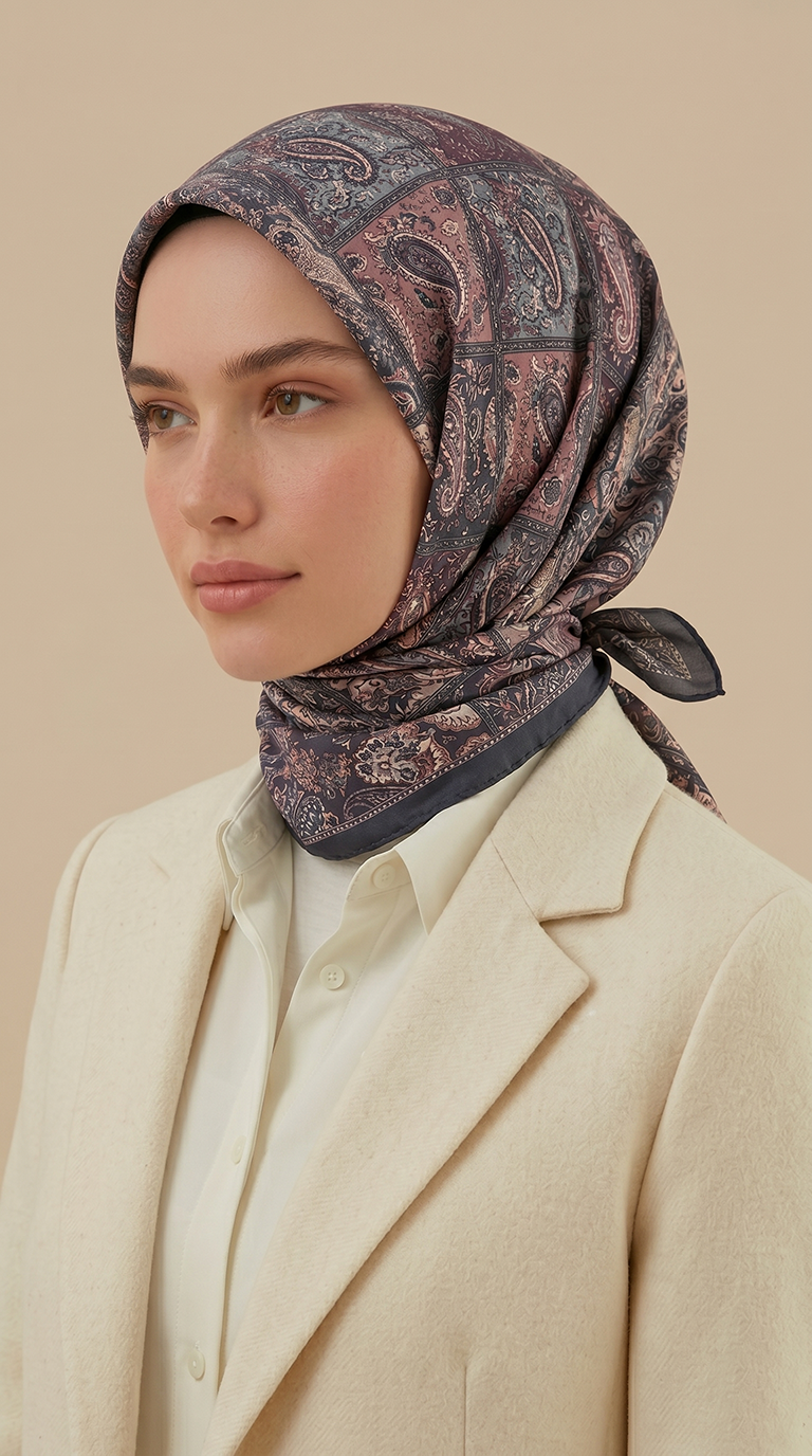 Karaca Eşarp ŞAL EŞARP MAVERA 120* 120 CM COTTON EŞARP - SİYAH / GÜL KURUSU