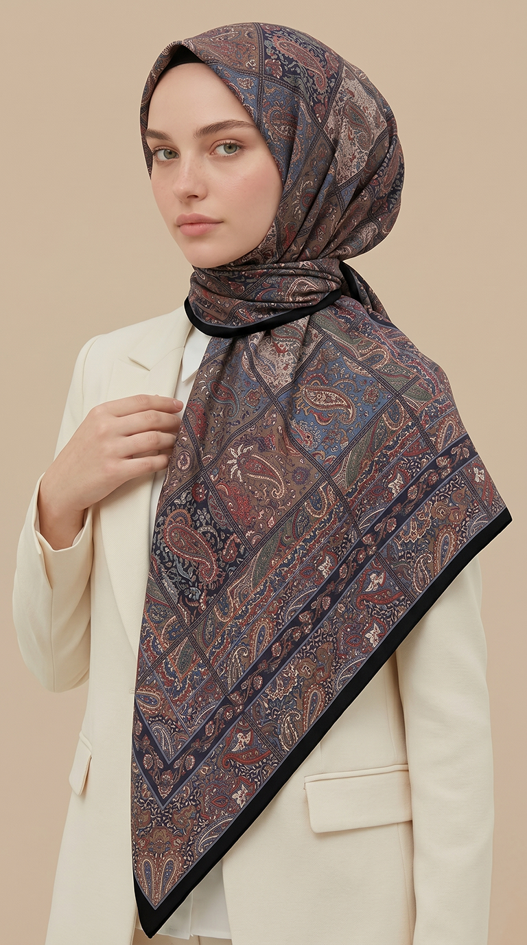 Karaca Eşarp ŞAL EŞARP MAVERA 120* 120 CM COTTON EŞARP - SİYAH / KAHVERENGİ