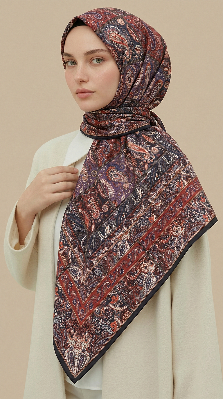 Karaca Eşarp ŞAL EŞARP MAVERA 120* 120 CM COTTON EŞARP - SİYAH / KIRMIZI