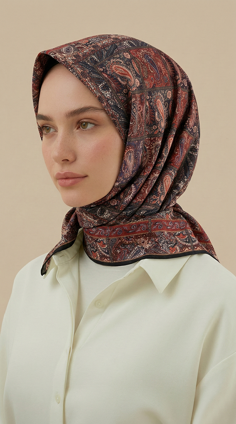 Karaca Eşarp ŞAL EŞARP MAVERA 120* 120 CM COTTON EŞARP - SİYAH / KIRMIZI