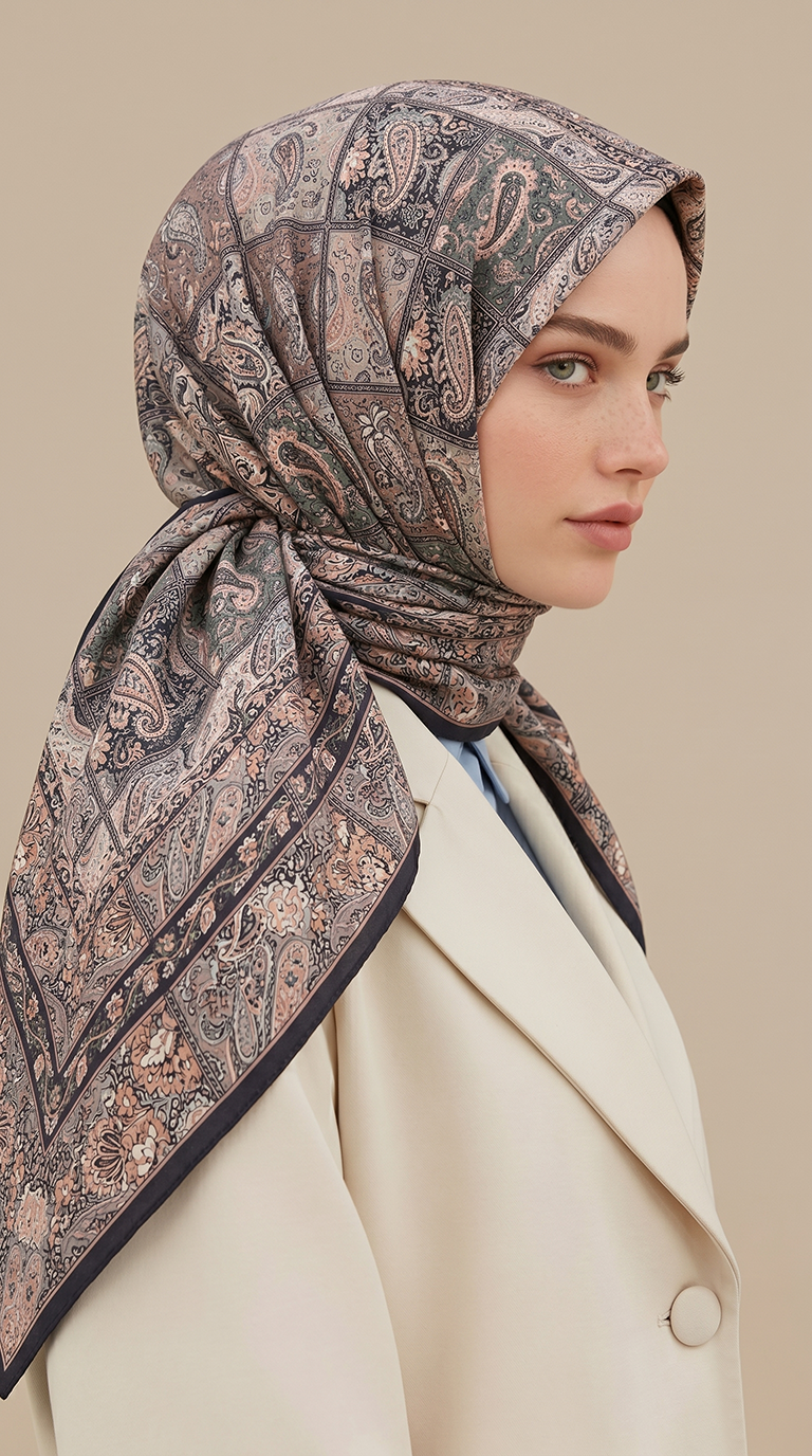 Karaca Eşarp ŞAL EŞARP MAVERA 120* 120 CM COTTON EŞARP - SİYAH / SOMON 