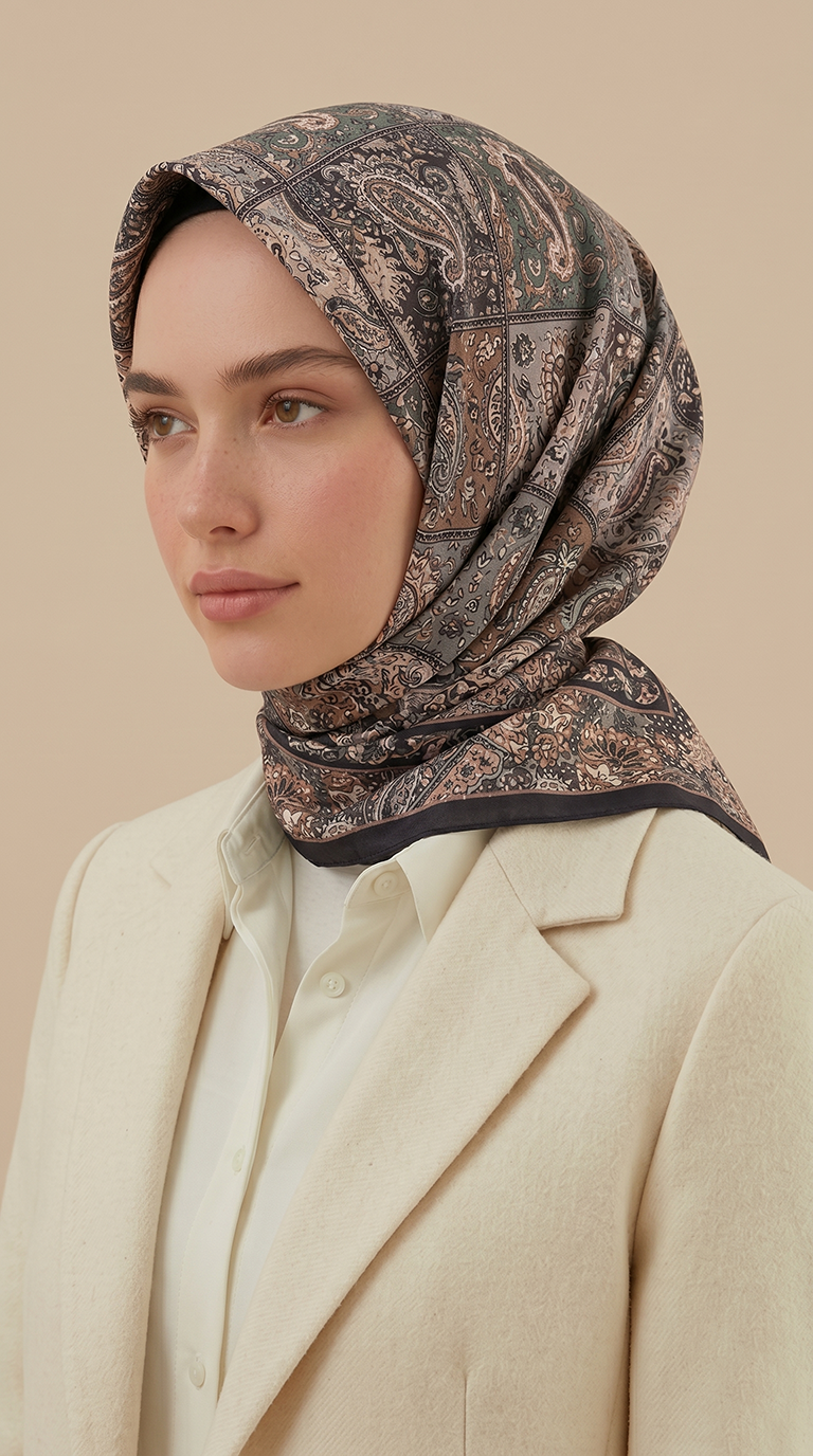 Karaca Eşarp ŞAL EŞARP MAVERA 120* 120 CM COTTON EŞARP - SİYAH / SOMON 