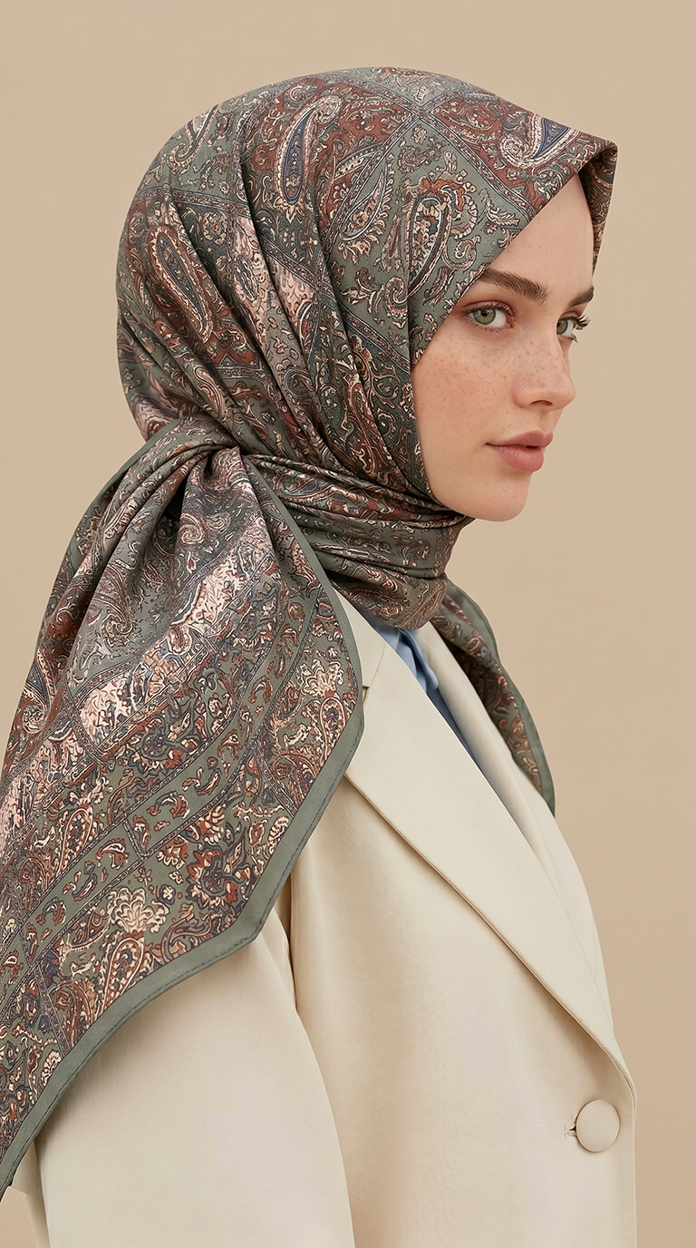 Karaca Eşarp ŞAL EŞARP MAVERA 120* 120 CM COTTON EŞARP - YEŞİL