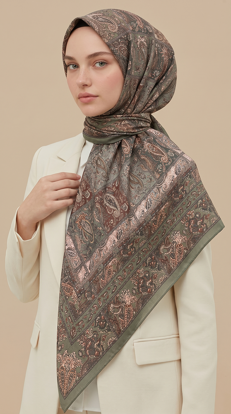 Karaca Eşarp ŞAL EŞARP MAVERA 120* 120 CM COTTON EŞARP - YEŞİL