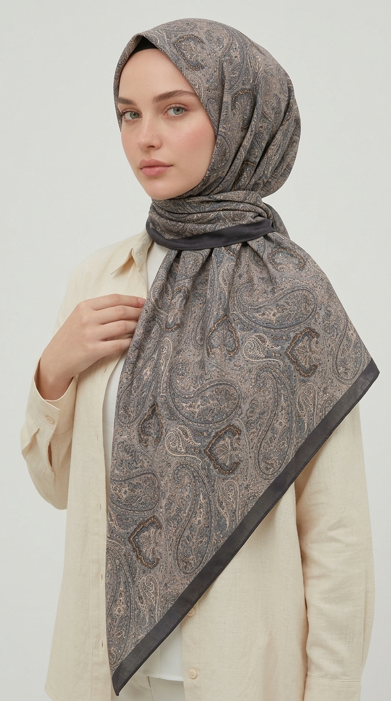 Karaca Eşarp ŞAL EŞARP MELORA 120*120 CM COTTON EŞARP - ANTRASİT GRİ 