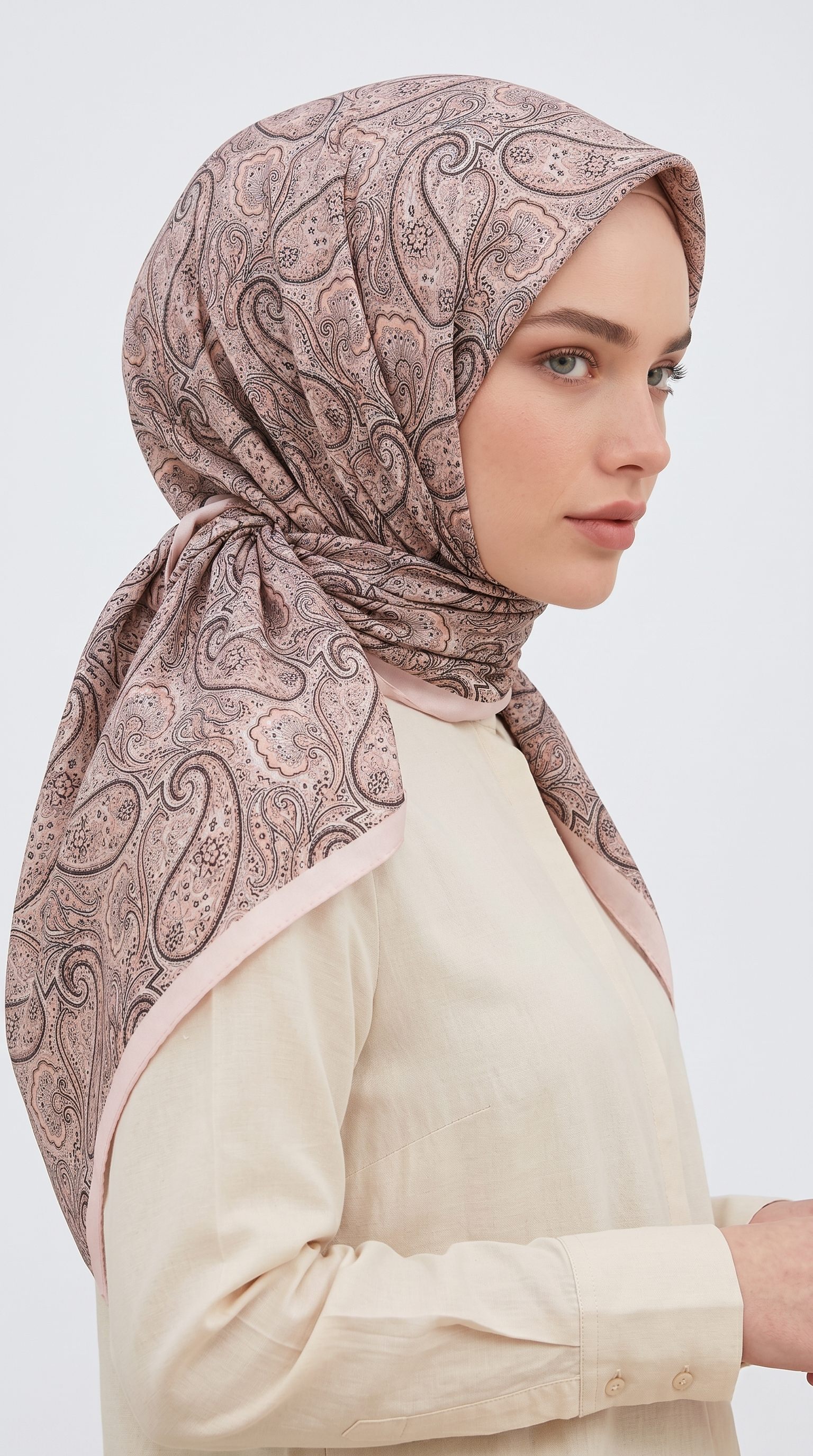 Karaca Eşarp ŞAL EŞARP MELORA 120*120 CM COTTON EŞARP -  KAHVERENGİ / BEJ