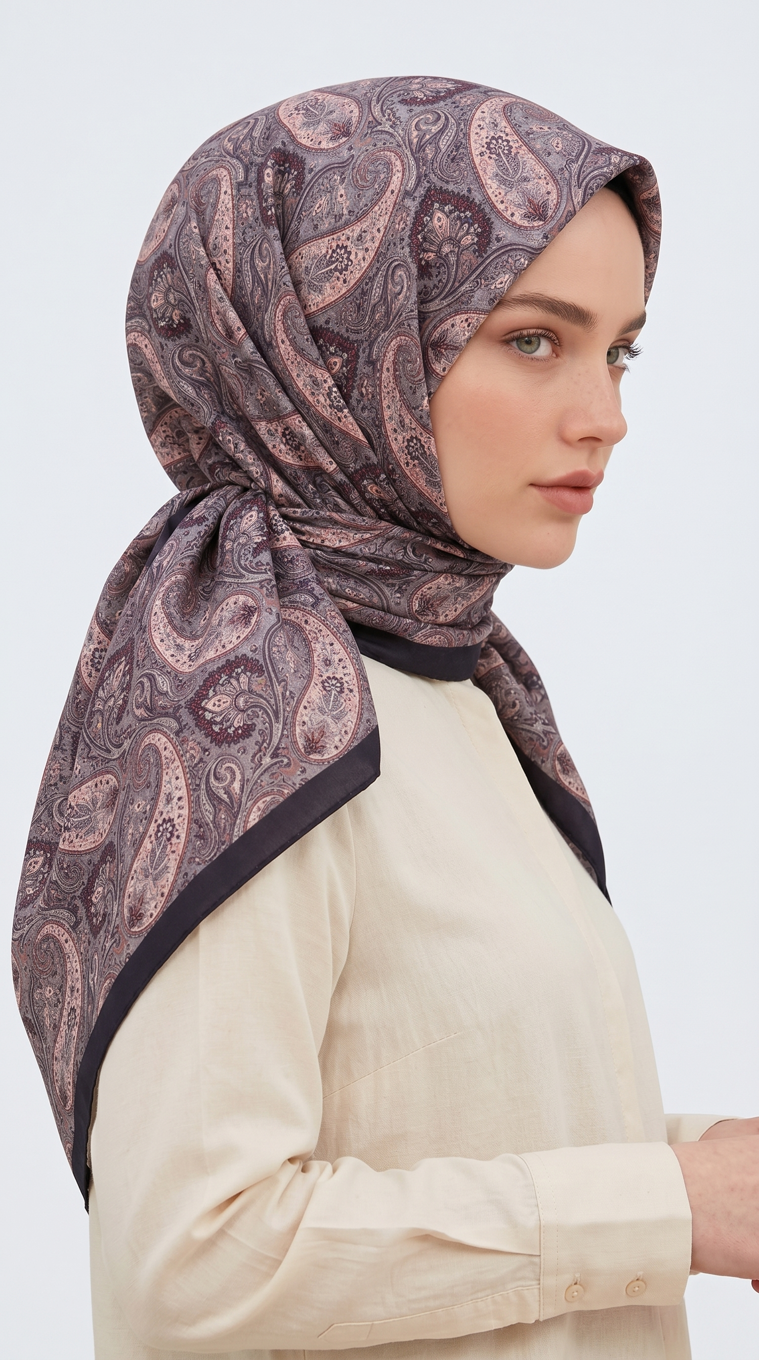 Karaca Eşarp ŞAL EŞARP MELORA 120*120 CM COTTON EŞARP - LACİVERT / MOR