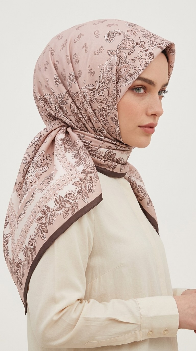 Karaca Eşarp ŞAL EŞARP MİHRA 120*120 CM İPEK ŞİFON EŞARP - KAHVERENGİ