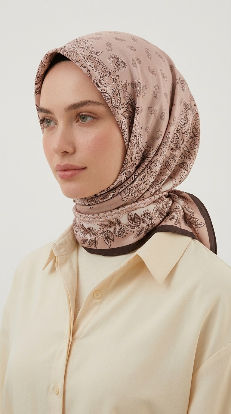 Karaca Eşarp ŞAL EŞARP MİHRA 120*120 CM İPEK ŞİFON EŞARP - KAHVERENGİ