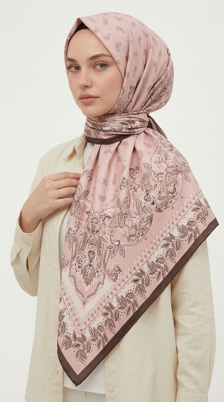Karaca Eşarp ŞAL EŞARP MİHRA 120*120 CM İPEK ŞİFON EŞARP - KAHVERENGİ