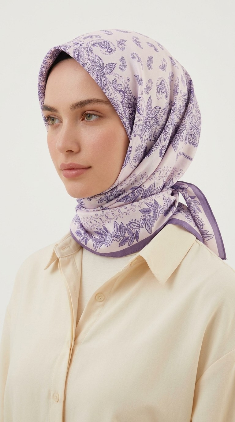 Karaca Eşarp ŞAL EŞARP MİHRA 120*120 CM İPEK ŞİFON EŞARP -  MOR 