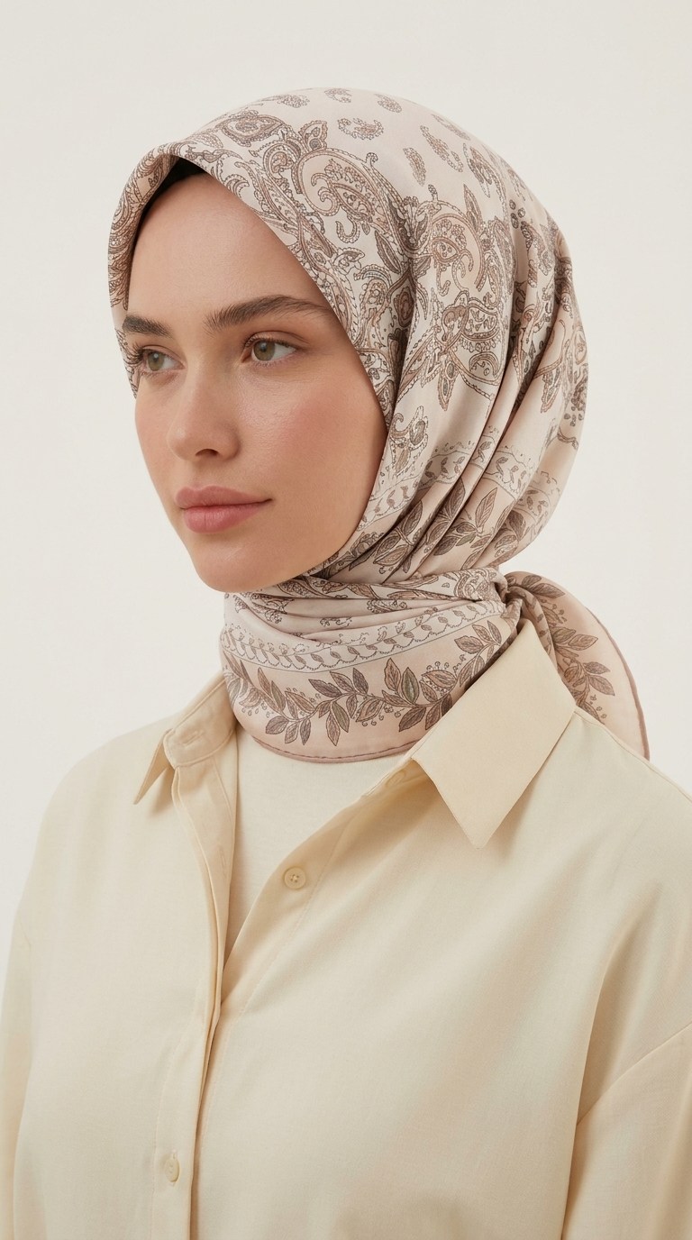 Karaca Eşarp ŞAL EŞARP MİHRA 120*120 CM İPEK ŞİFON EŞARP - PUDRA PEMBE 