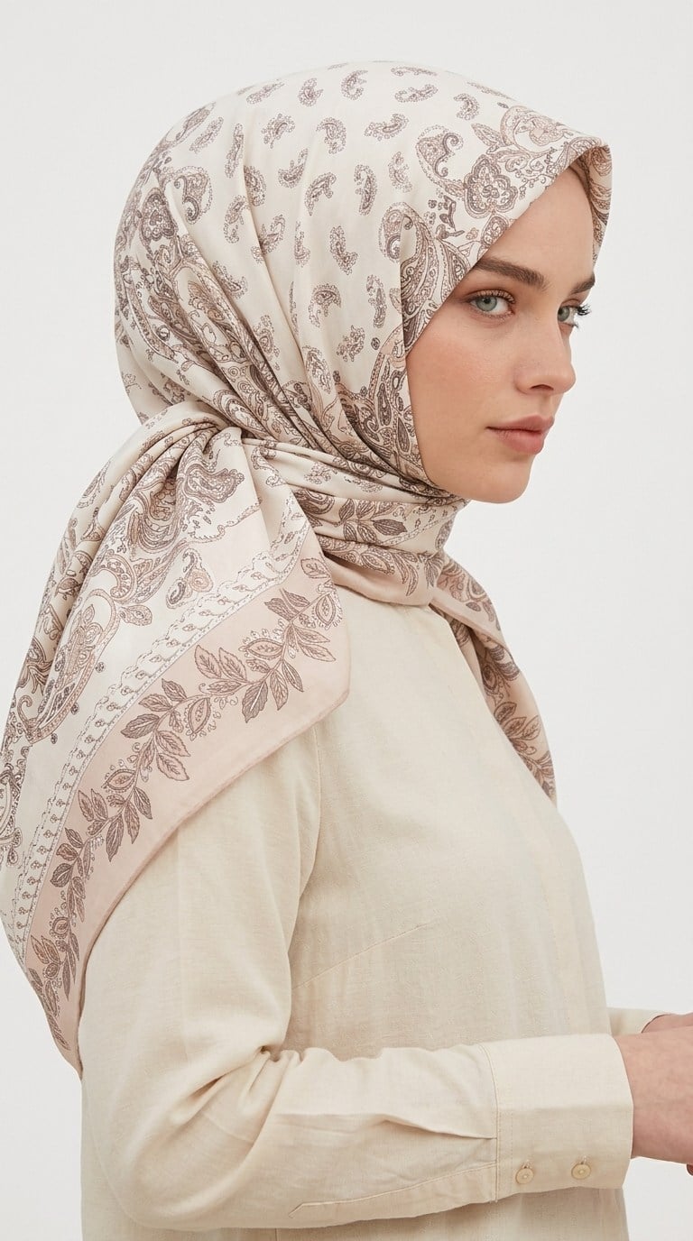 Karaca Eşarp ŞAL EŞARP MİHRA 120*120 CM İPEK ŞİFON EŞARP - PUDRA PEMBE 