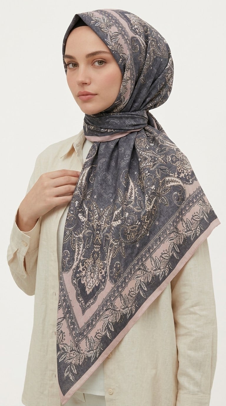 Karaca Eşarp ŞAL EŞARP MİHRA 120*120 CM İPEK ŞİFON EŞARP - SİYAH