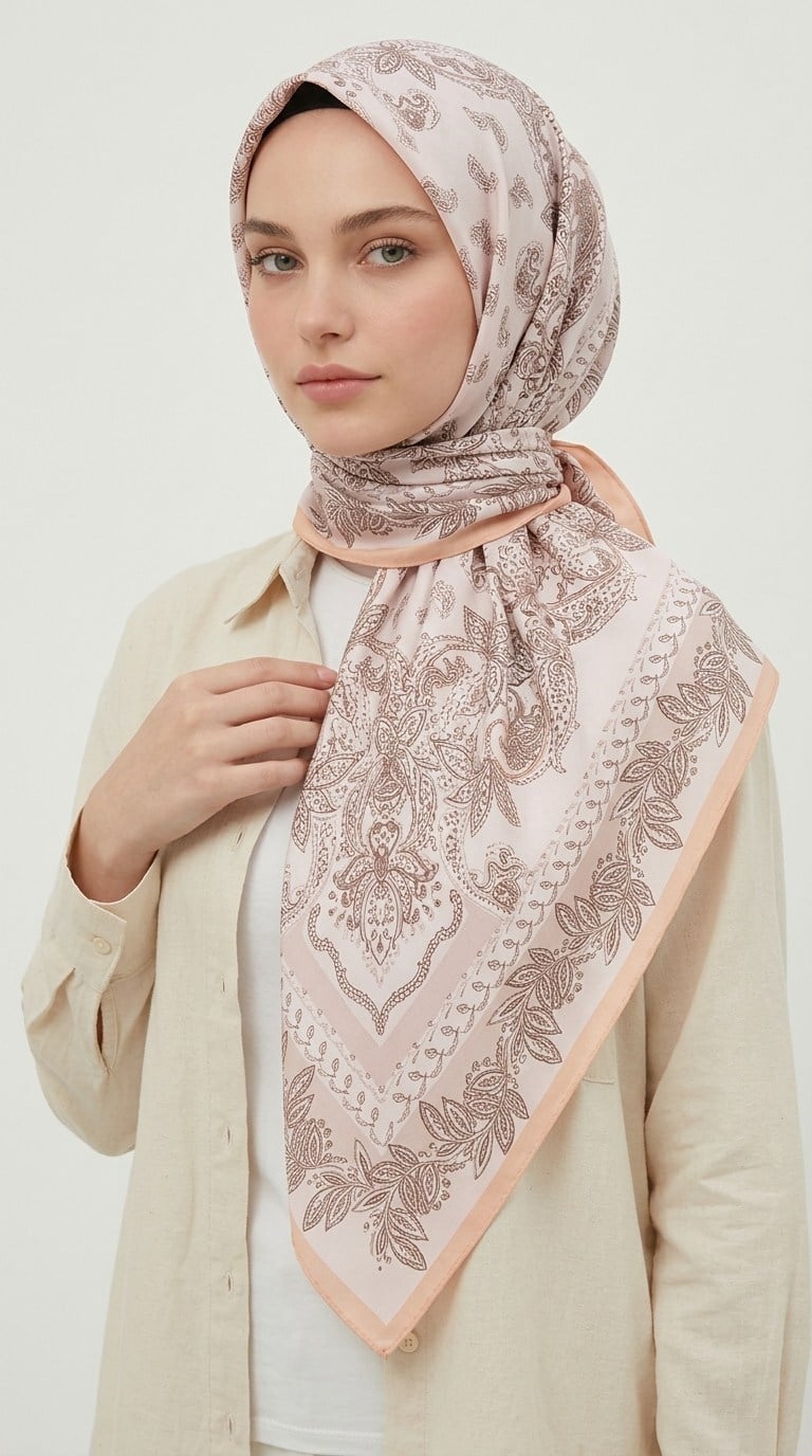 Karaca Eşarp ŞAL EŞARP MİHRA 120*120 CM İPEK ŞİFON EŞARP - SOMON