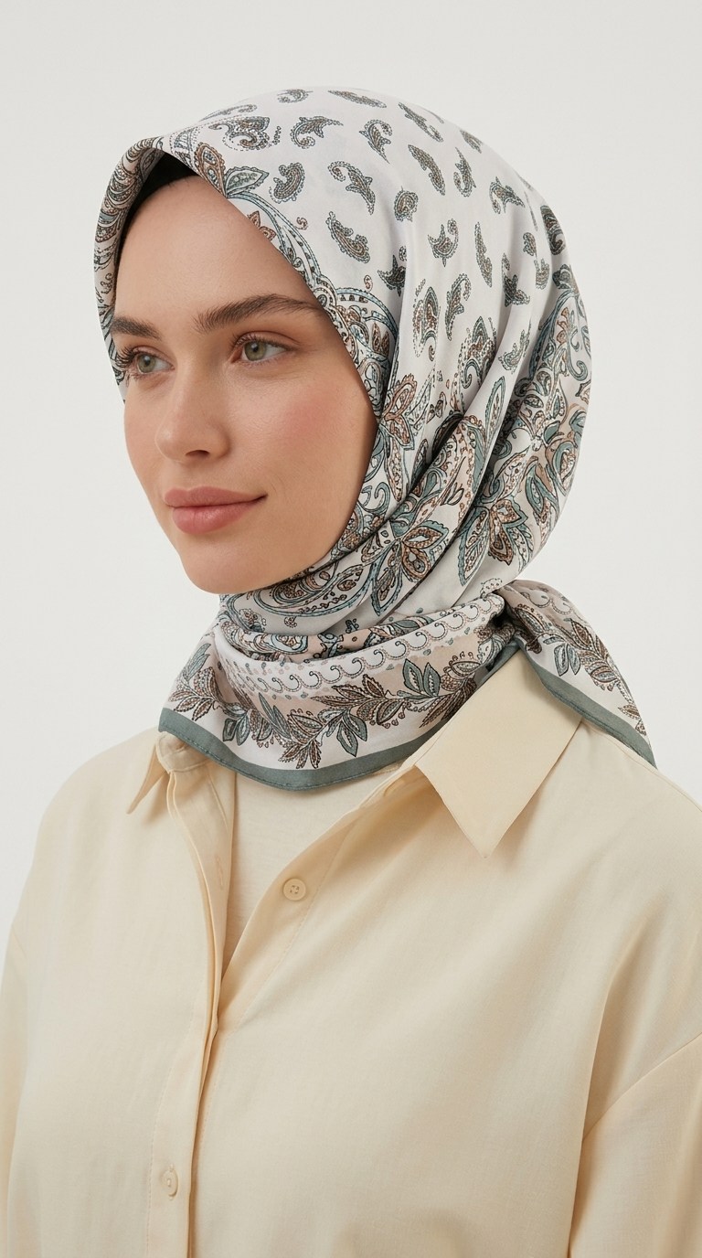 Karaca Eşarp ŞAL EŞARP MİHRA 120*120 CM İPEK ŞİFON EŞARP - YEŞİL
