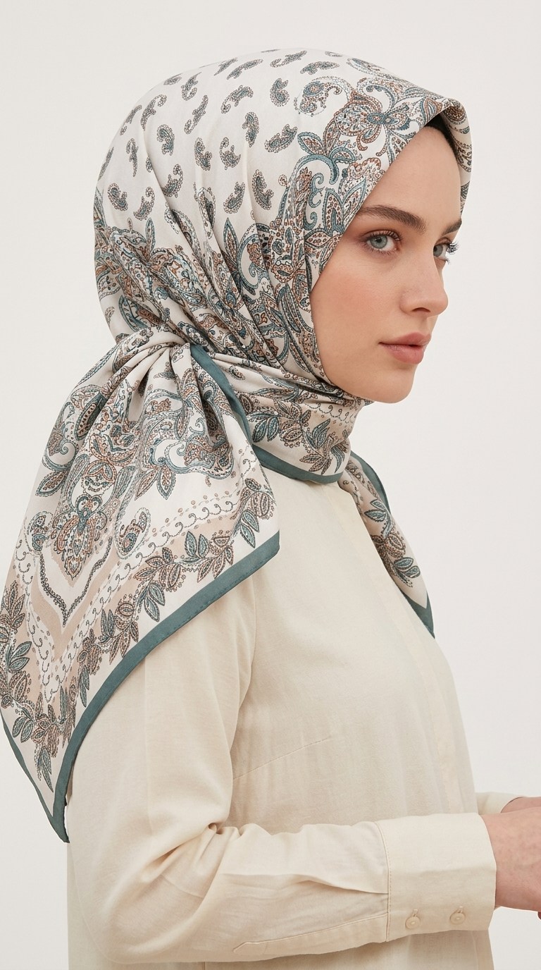Karaca Eşarp ŞAL EŞARP MİHRA 120*120 CM İPEK ŞİFON EŞARP - YEŞİL
