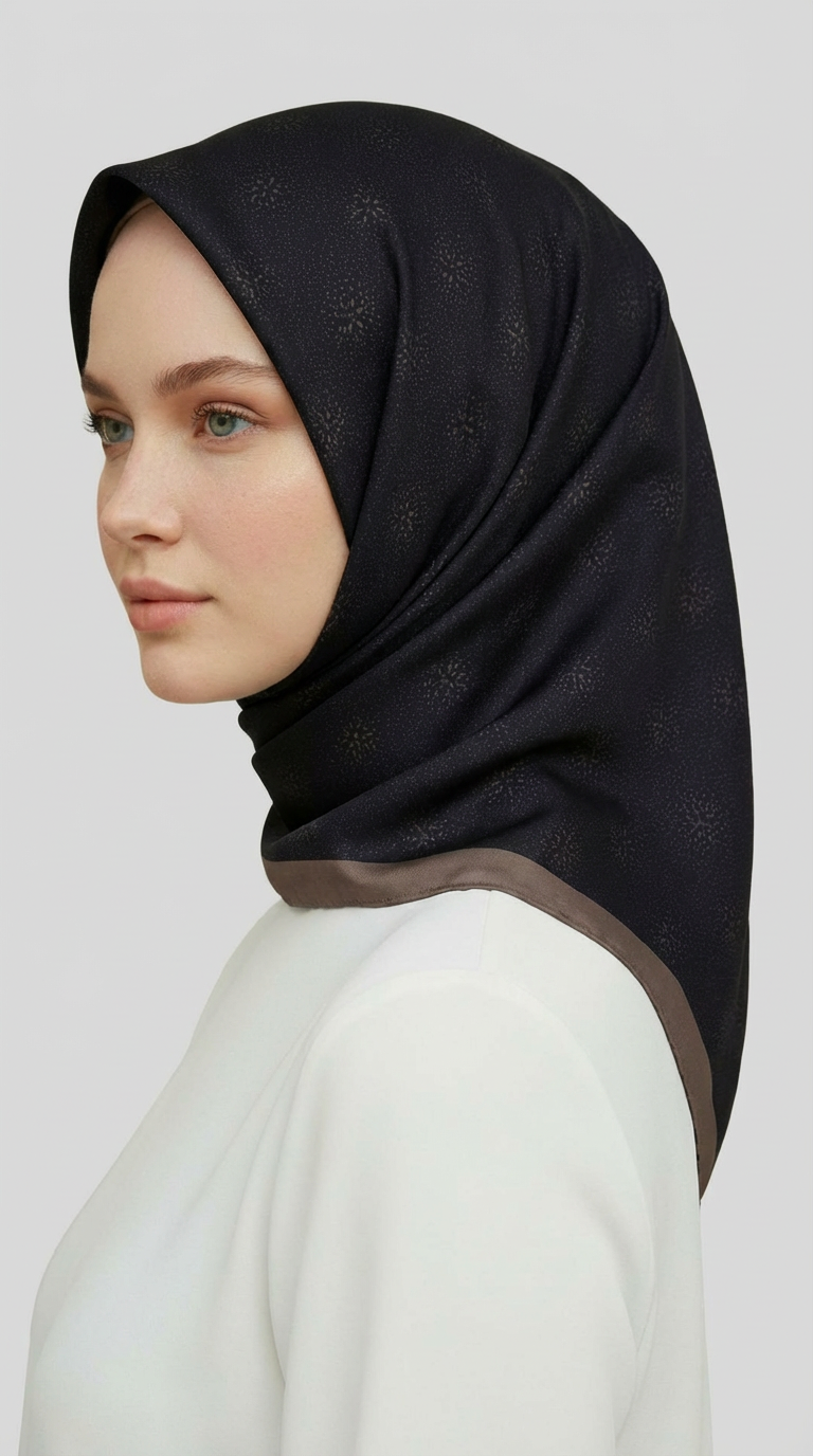 Karaca EşarpRAYON EŞARPMİKRO DESENLİ RAYON EŞARP - SİYAH / BEJ
