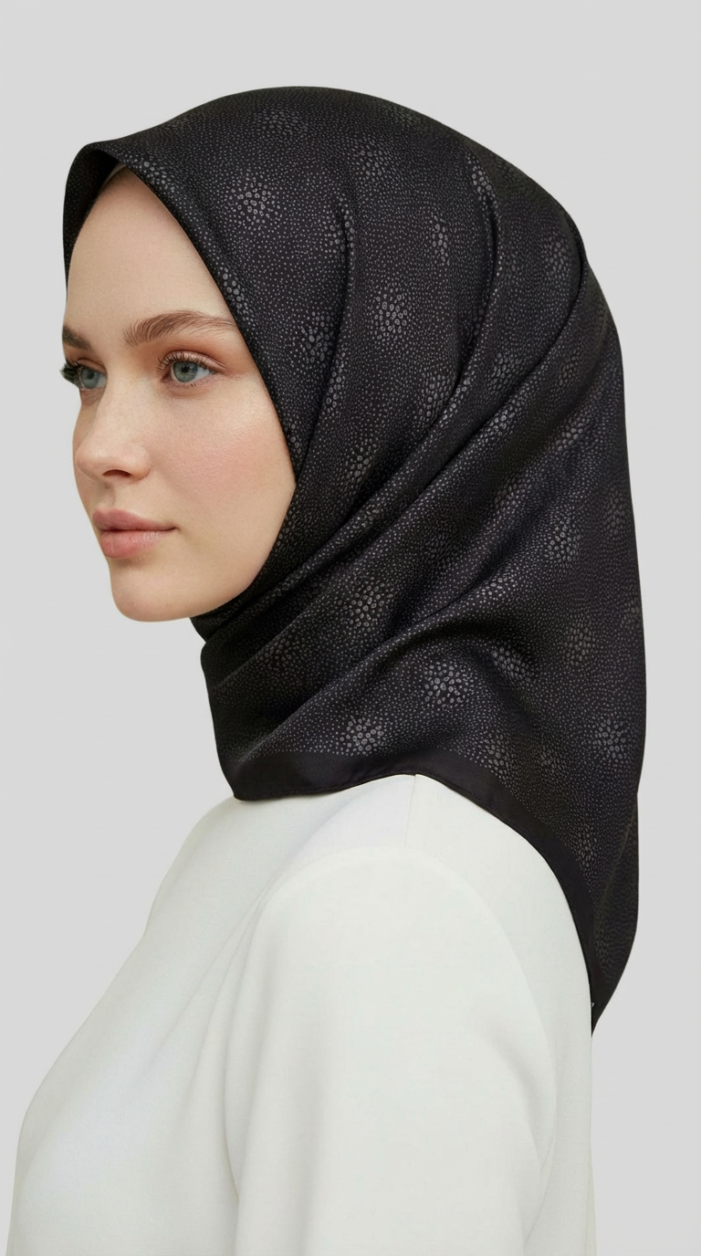 Karaca EşarpRAYON EŞARPMİKRO DESENLİ RAYON EŞARP - SİYAH / KREM 