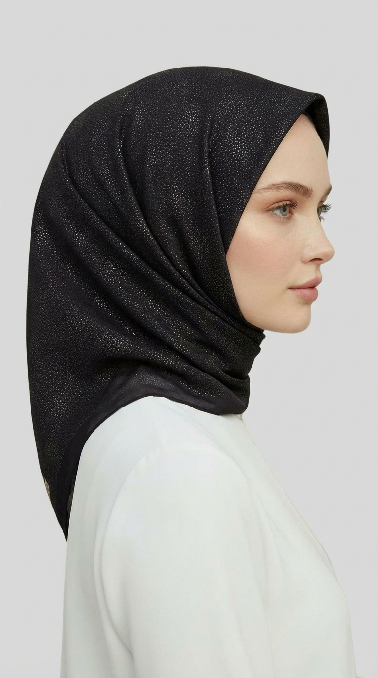 Karaca EşarpRAYON EŞARPMİKRO DESENLİ RAYON EŞARP - SİYAH / KREM 