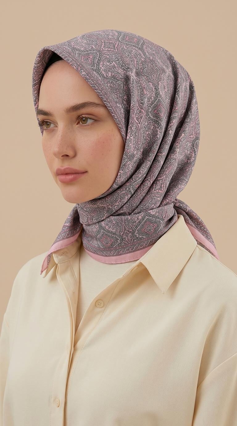 Karaca Eşarp ŞAL EŞARP MİREYA 120*120 CM COTTON ŞAL EŞARP - TOZ PEMBE