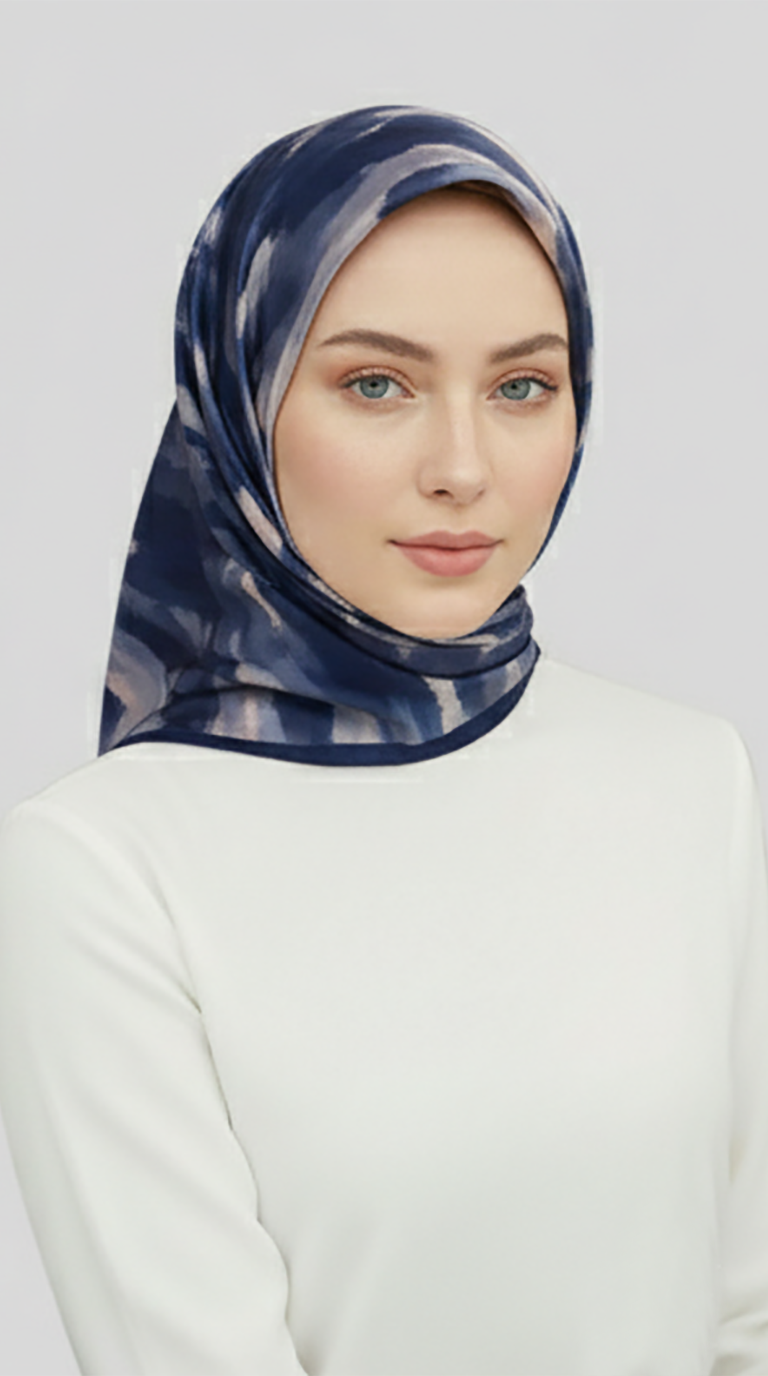 Karaca EşarpRAYON EŞARPMORYA DESENLİ RAYON EŞARP - LACİVERT