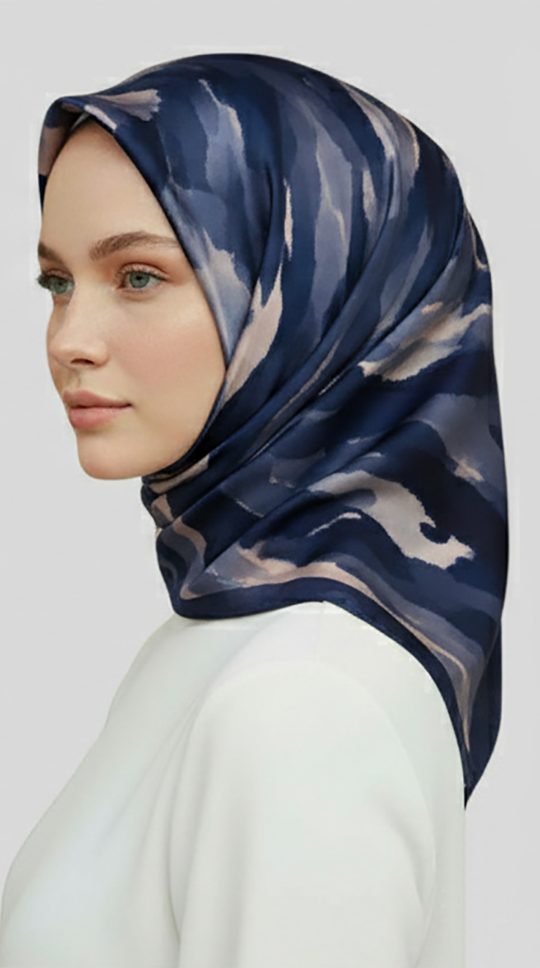 Karaca EşarpRAYON EŞARPMORYA DESENLİ RAYON EŞARP - LACİVERT