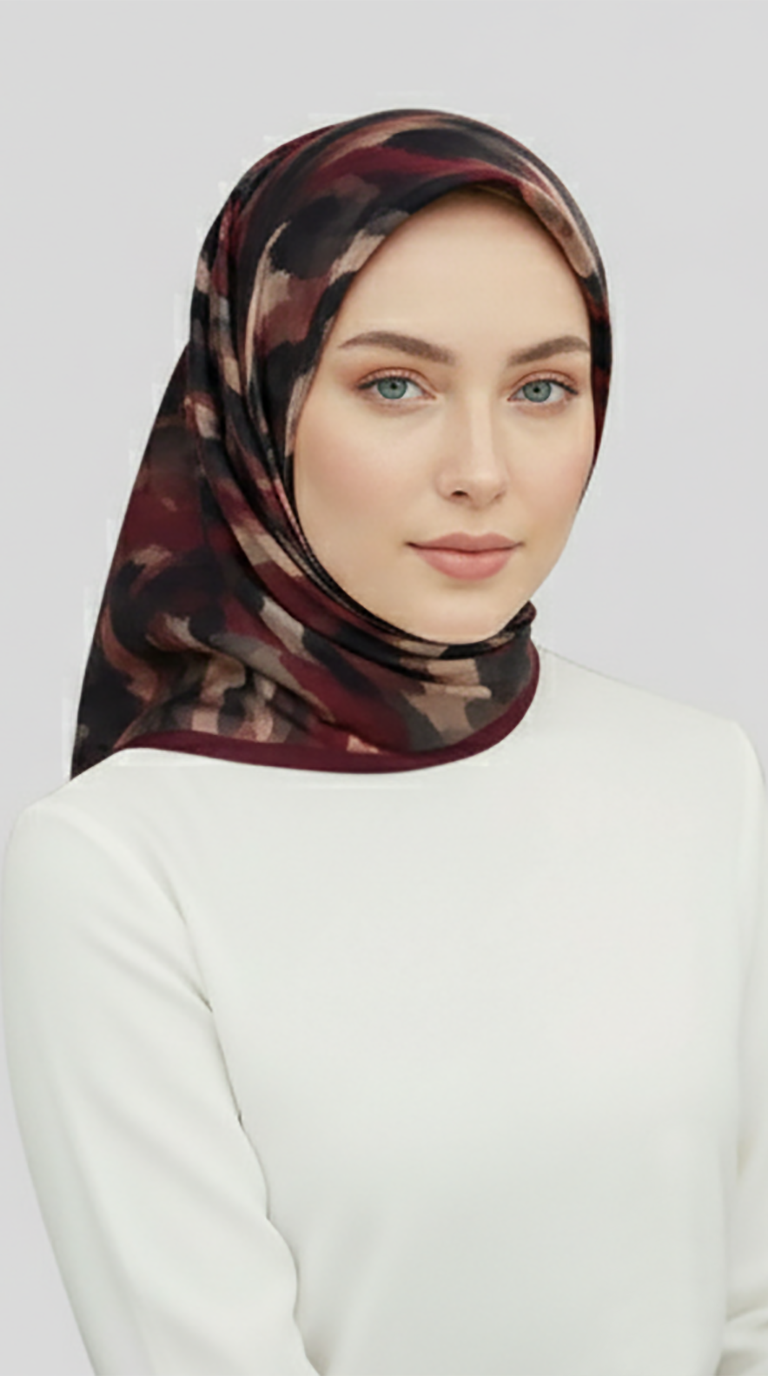 Karaca EşarpRAYON EŞARPMORYA DESENLİ RAYON EŞARP - MOR BEJ