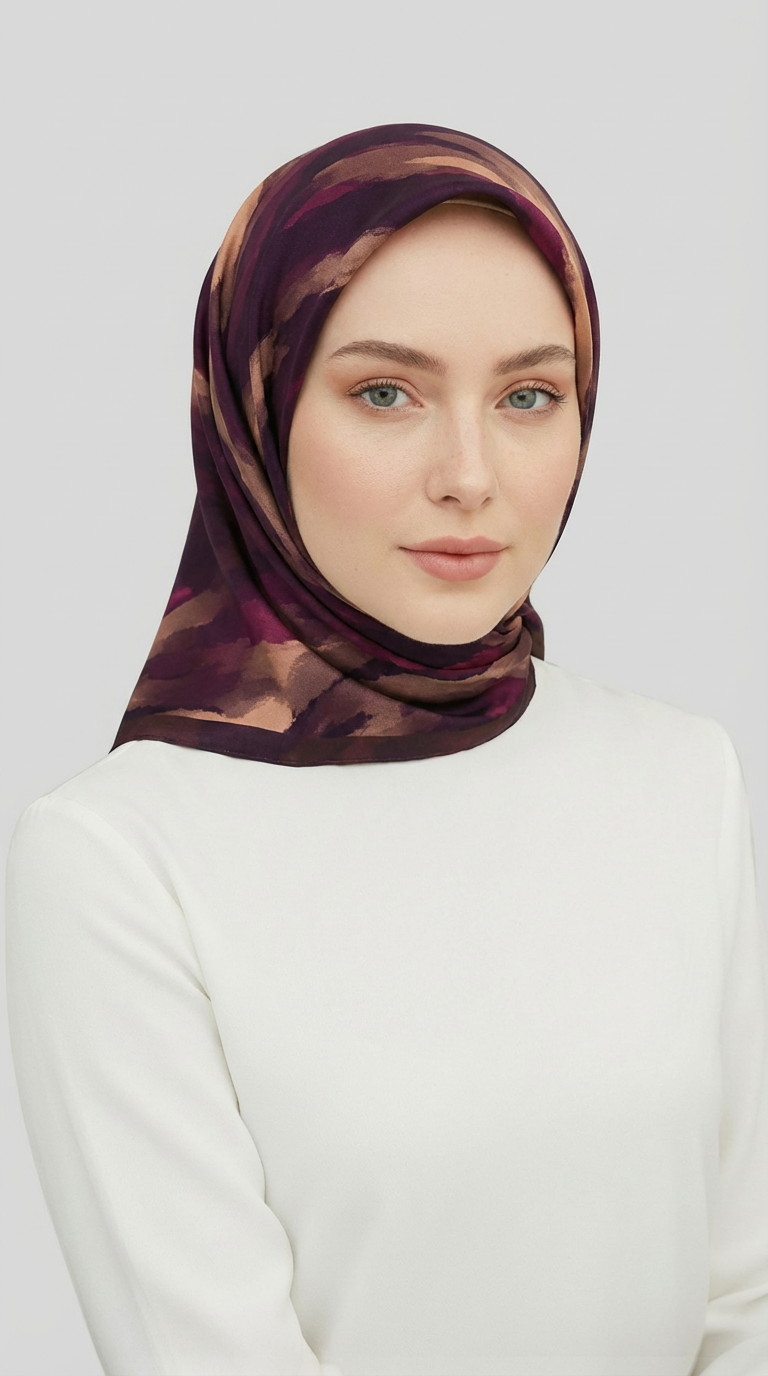 Karaca EşarpRAYON EŞARPMORYA DESENLİ RAYON EŞARP - MOR