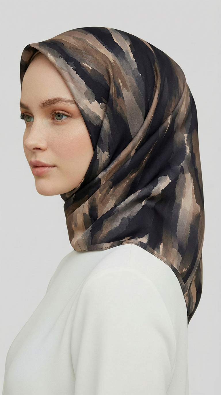 Karaca EşarpRAYON EŞARPMORYA DESENLİ RAYON EŞARP - SİYAH / BEJ