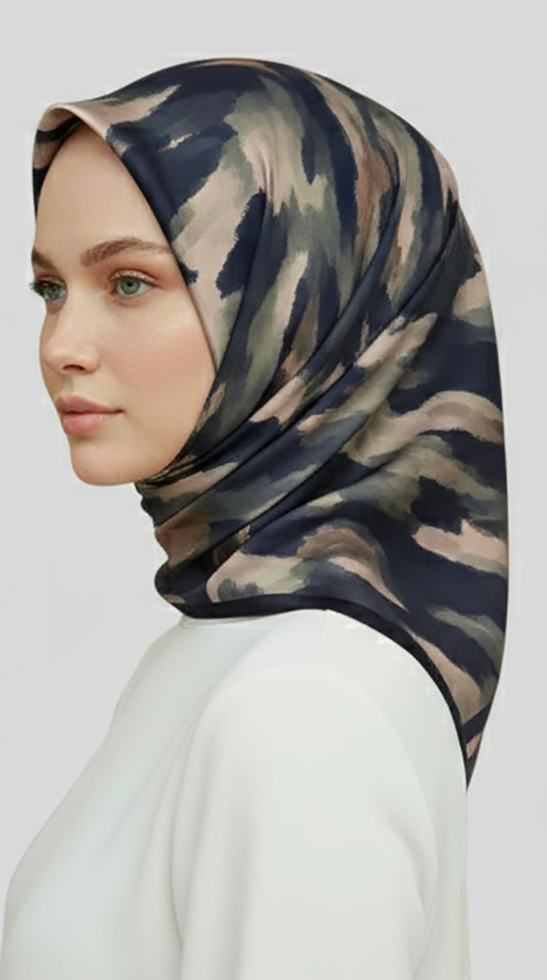 Karaca EşarpRAYON EŞARPMORYA DESENLİ RAYON EŞARP - SİYAH / HAKİ