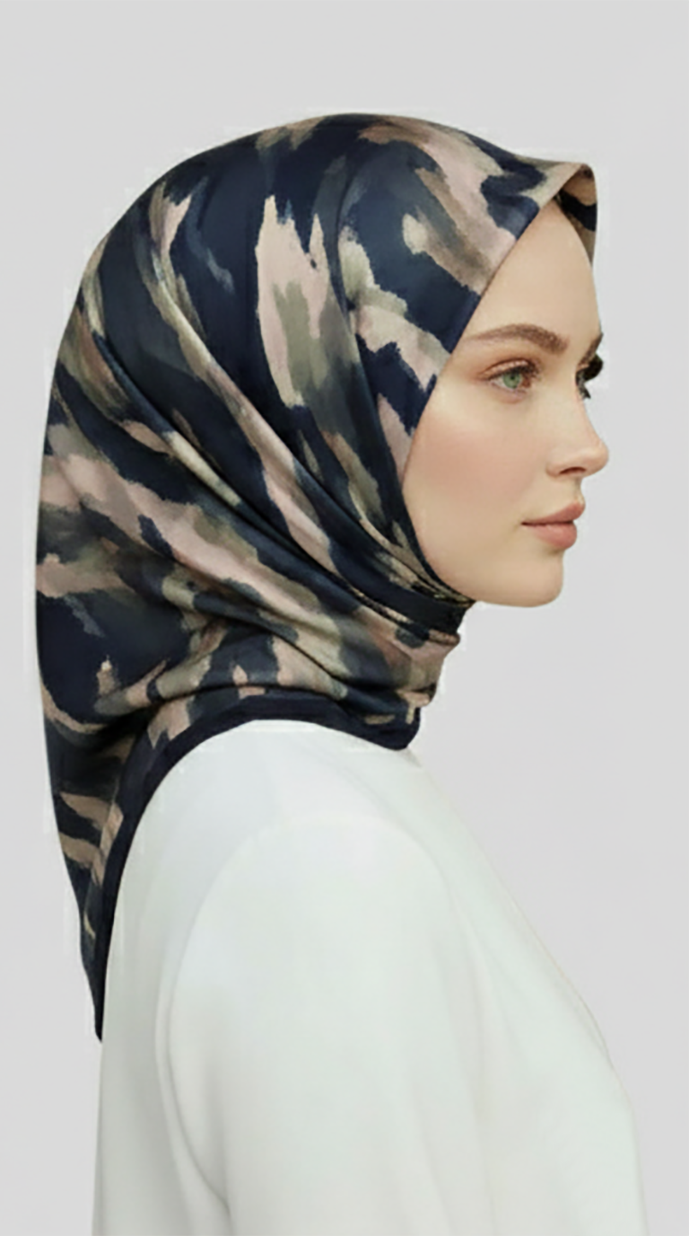 Karaca EşarpRAYON EŞARPMORYA DESENLİ RAYON EŞARP - SİYAH / HAKİ