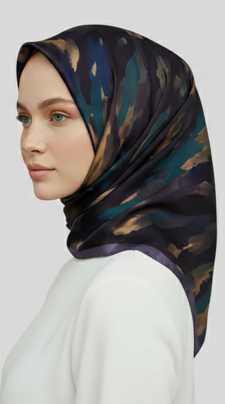 Karaca EşarpRAYON EŞARPMORYA DESENLİ RAYON EŞARP - SİYAH / LİLA 