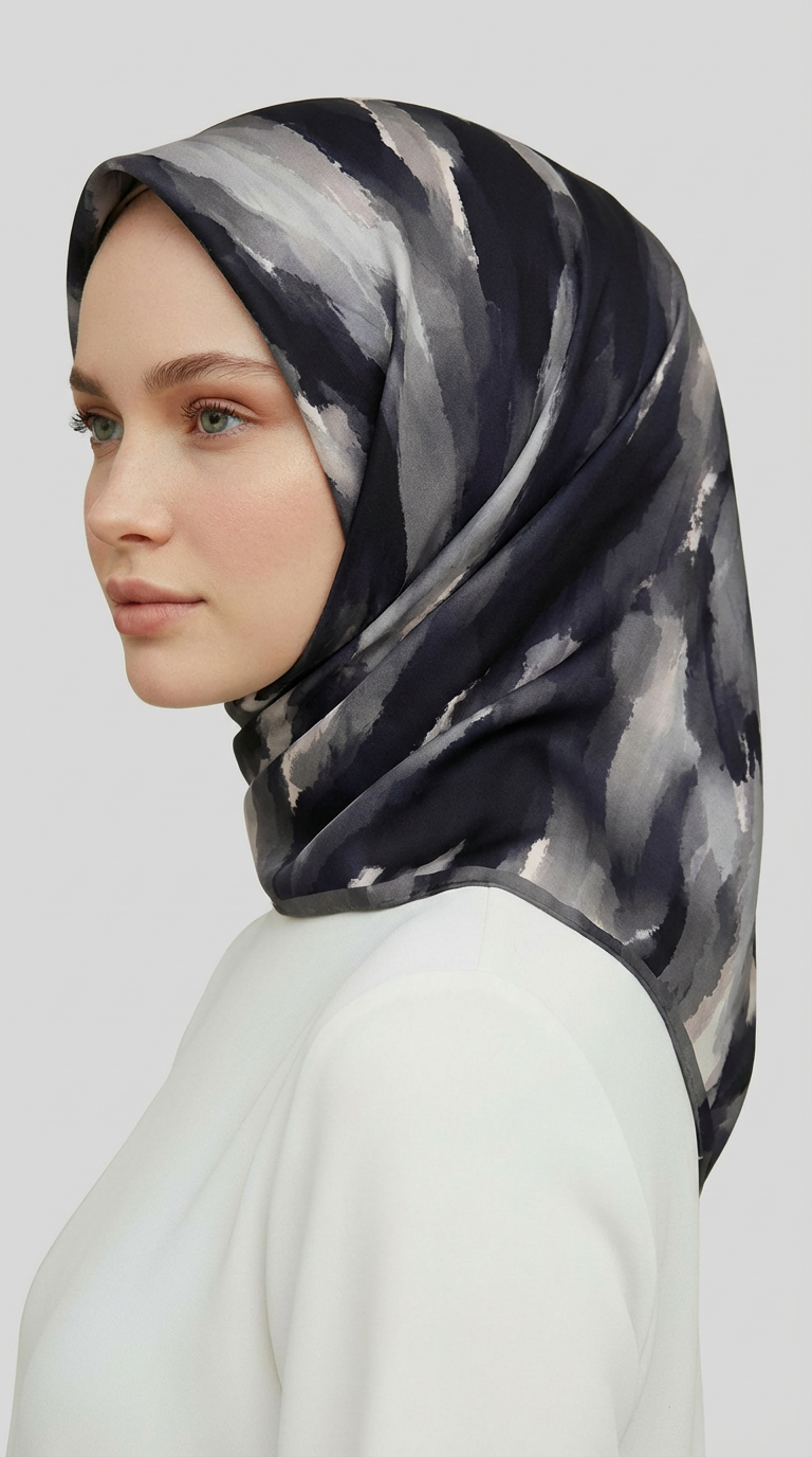 Karaca EşarpRAYON EŞARPMORYA DESENLİ RAYON EŞARP - SİYAH