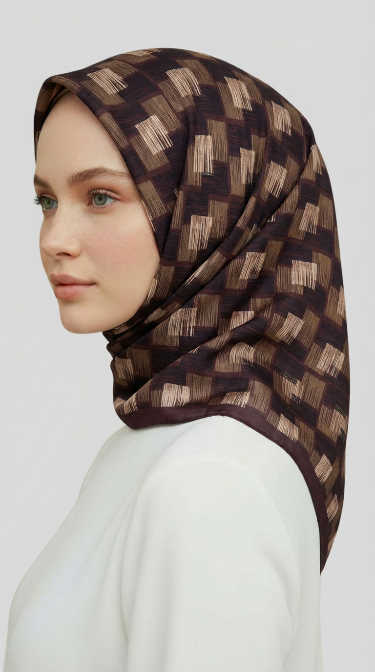 Karaca EşarpRAYON EŞARPMOZAİK DESEN RAYON EŞARP - ACI KAHVE  